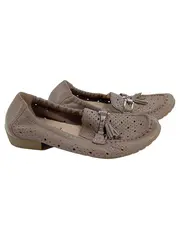 Vorschaubild 1 von Damen Slipper Mokassins 36.5 Beige Lochmuster Quasten Casual