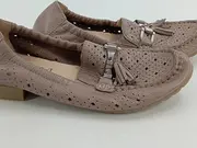 Vorschaubild 3 von Damen Slipper Mokassins 36.5 Beige Lochmuster Quasten Casual