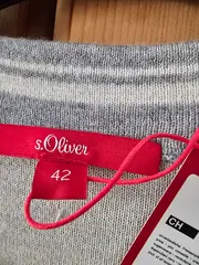 Vorschaubild 3 von Sweatkleid Damen Gr. 42 Grau Melange Seitenstreifen Langarm