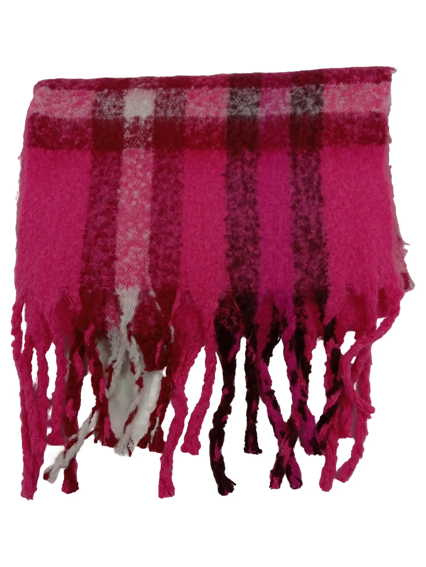 STREET ONE Damen Schal Kariert Pink Fransen Freizeit 200x40 cm