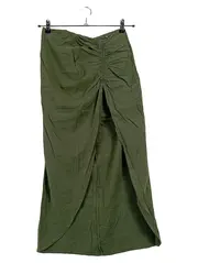 Vorschaubild 1 von Damen Faltenrock Oliv Gr. 40 mit Raffung und Schlitz