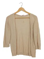 Vorschaubild 1 von Damen Strickjacke Cardigan Beige Gr. 38 M Viskose 3/4-Arm