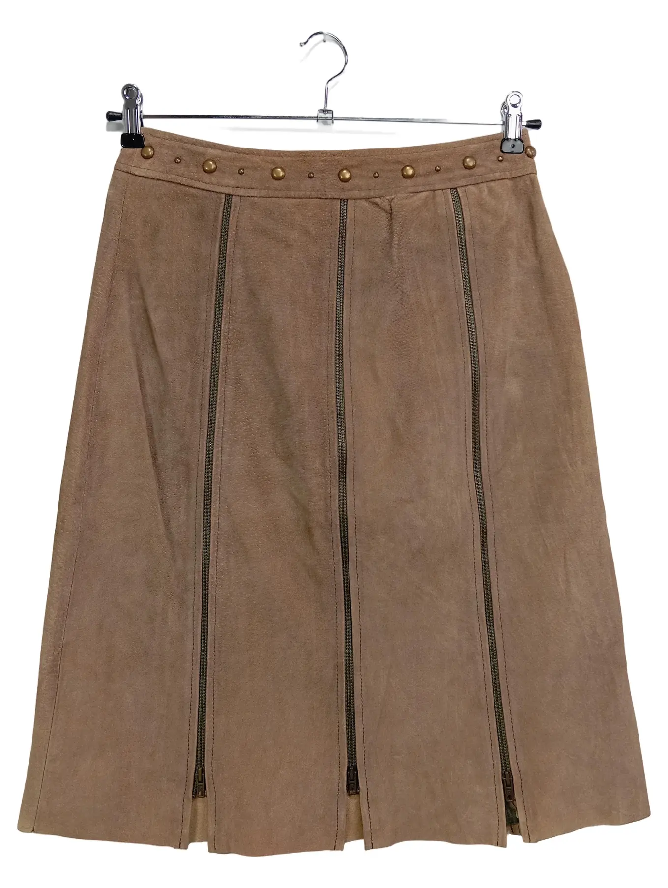 GAETANO NAVARRA Damen Lederrock 44/XXL Braun Vintage Elegant Midirock