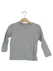 Vorschaubild 1 von Langarmshirt Kinder Gr. 98 Grau Basic Brusttasche Baumwolle