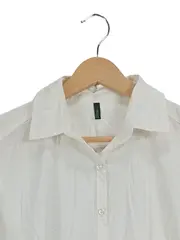 Vorschaubild 3 von BENETTON Damen Hemdbluse Gr. 36/S Weiß Basic Langarm Baumwolle
