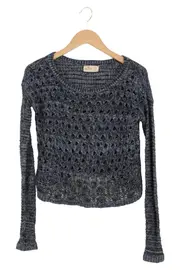 Vorschaubild 1 von Damen Pullover Lochmuster Casual Blau Gr. 34/XS Strickpullover