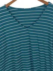 Vorschaubild 2 von Damen T-Shirt Gr. 46/3XL Petrol Gestreift Casual