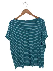 Vorschaubild 1 von Damen T-Shirt Gr. 46/3XL Petrol Gestreift Casual