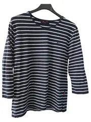 Vorschaubild 1 von M F Damen Langarmshirt Gr. L Blau Weiß Gestreift Maritim Baumwolle
