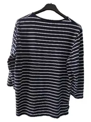 Vorschaubild 2 von M F Damen Langarmshirt Gr. L Blau Weiß Gestreift Maritim Baumwolle