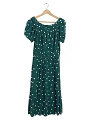 Vorschaubild 1 von Beachwear Damen Sommerkleid Gr. 36/S Grün Gepunktet Midikleid