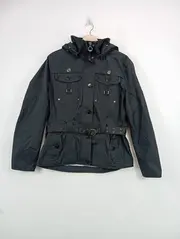Vorschaubild 2 von Damen Outdoorjacke Gr. 40/L Oliv Polyester Gürtel Kapuze