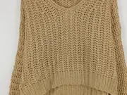 Vorschaubild 4 von Damen Strick Pullover Beige Gr. S Cropped Oversized Freizeit