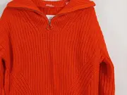 Vorschaubild 3 von Damen Pullover Rot Strickmuster Reißverschluss Gr. S