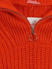 Vorschaubild 5 von Damen Pullover Rot Strickmuster Reißverschluss Gr. S