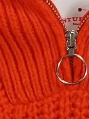Vorschaubild 6 von Damen Pullover Rot Strickmuster Reißverschluss Gr. S