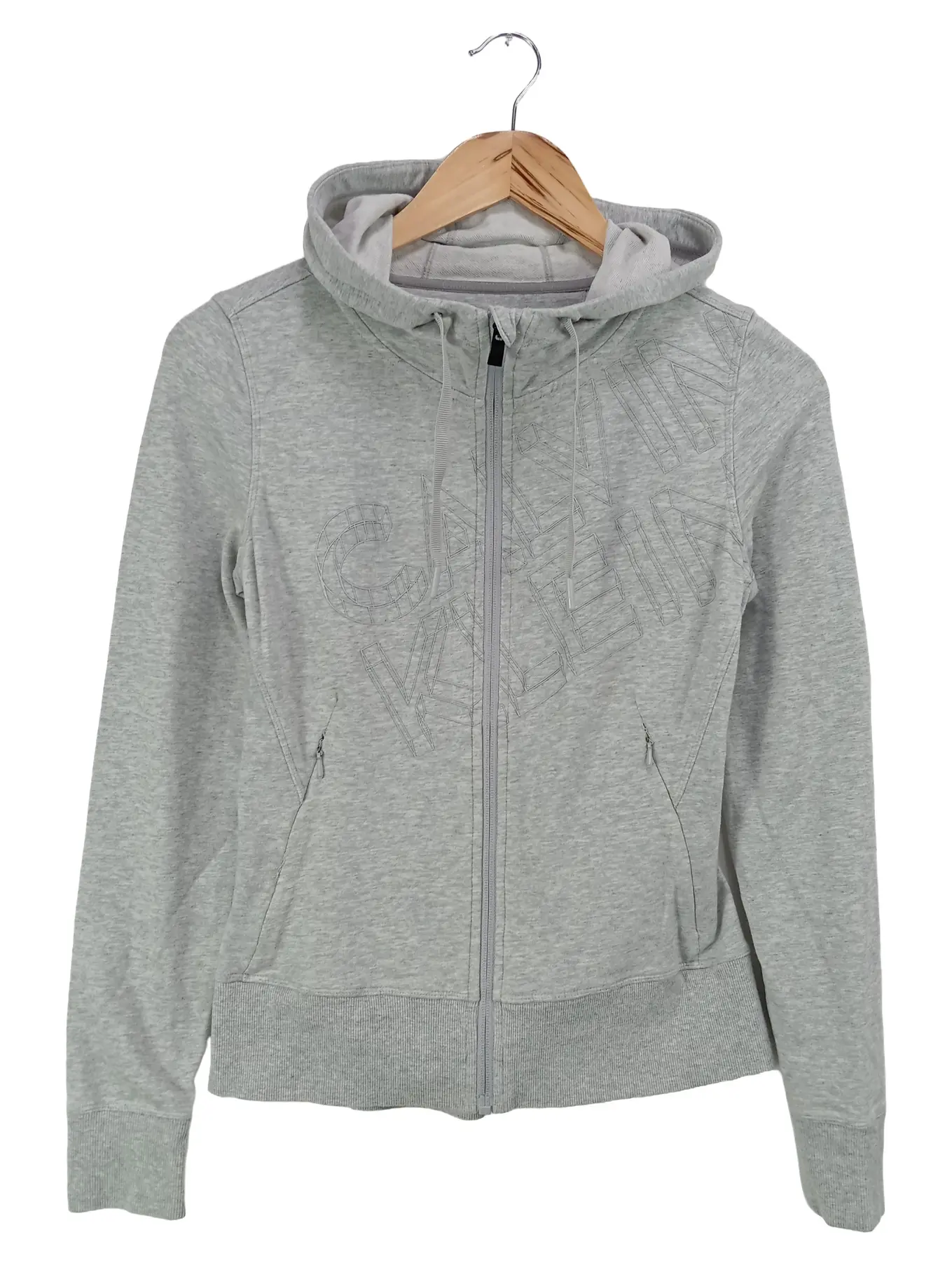 CALVIN KLEIN Damen Trainingsjacke Hoodie Kapuzenjacke Grau 34;XS Sport Freizeit