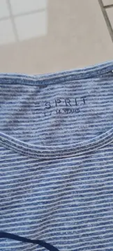 Vorschaubild 2 von Mädchen T-Shirt Gr. 164 L/14 Jahre Blau Gestreift Herz-Print