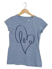 Vorschaubild 1 von Mädchen T-Shirt Gr. 164 L/14 Jahre Blau Gestreift Herz-Print