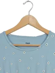 Vorschaubild 4 von Mädchen Sommerkleid Gr. 158/164 Blau Blumenmuster Baumwolle