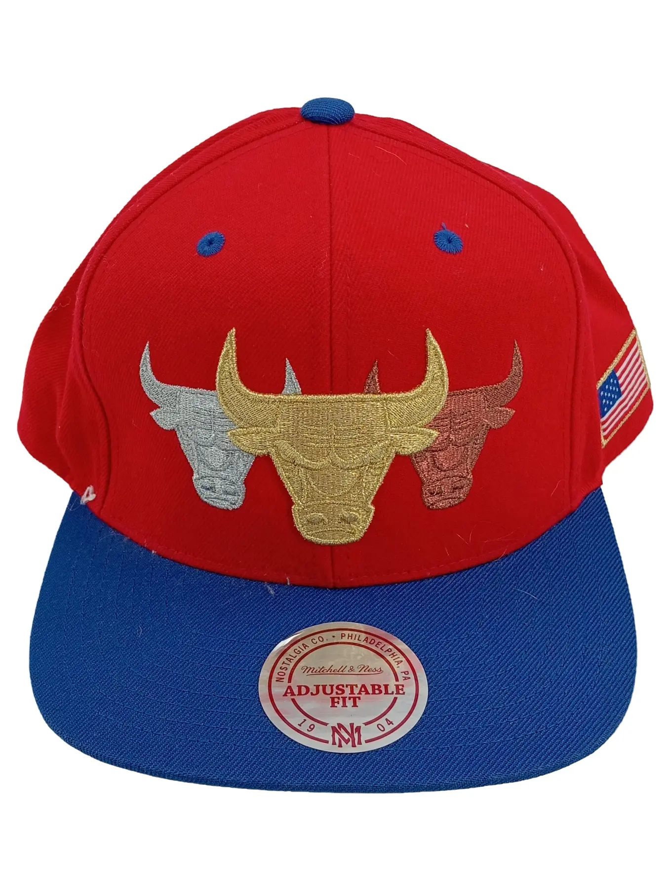 MITCHELL & NESS Chicago Bulls Snapback Cap Kappe Stierkopf Logo USA Flagge NBA