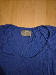 Vorschaubild 2 von Basic Damen T-Shirt Blau Gr. 40 L 100% Leinen Kurzarm