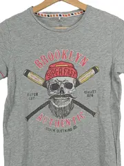 Vorschaubild 3 von T-Shirt Jungen Gr. 158-164 Grau Totenkopf Print Streetwear