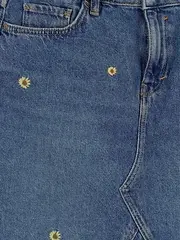 Vorschaubild 5 von Damen Jeansrock Gr. 27 (36/S) Blau Blumenstickerei