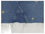Vorschaubild 8 von Damen Jeansrock Gr. 27 (36/S) Blau Blumenstickerei