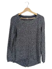 Vorschaubild 1 von Damen Pullover Gr. 38/M Grau Meliert Baumwolle Langarm