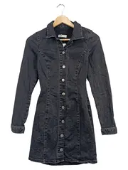 Vorschaubild 1 von Damen Jeanskleid Grau Gr. 36/S Casual Denim Minikleid Knopfleiste