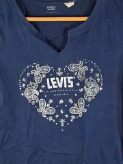 Vorschaubild 2 von Damen T-Shirt Blau Gr. 36, S Herz-Print Paisley Logo-Print