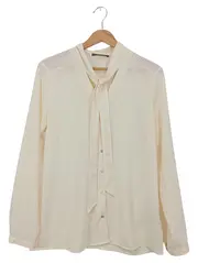 Vorschaubild 1 von Damen Bluse Gr. 40 Beige Schleifenbluse Business Klassisch Langarm