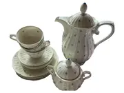 Vorschaubild 1 von Teeservice Gertrud Porzellan Weiß Blumenmuster Klassisch