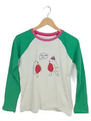 Vorschaubild 1 von Langarmshirt Mädchen Gr. 164 Vogelmotiv Raglan Grün Weiß Pink