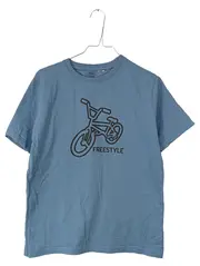 Vorschaubild 1 von Jungen T-Shirt BMX Freestyle Fahrrad Gr. 158/164 Blau Gestreift