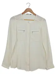 Vorschaubild 1 von Hemdbluse Damen Gr. 36/S Weiß Modern Langarm Bluse