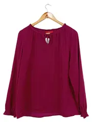 Vorschaubild 1 von Damen Bluse Gr. 40 L Pink Feminin Langarm Rüschen