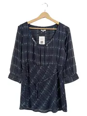 Vorschaubild 1 von Damen Bluse Gr. 40 Kariert Blau Bohemian 3/4-Arm Viskose