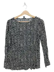 Vorschaubild 1 von Damen Langarmshirt Animal-Print Gr. 36;S Schwarz Viskose