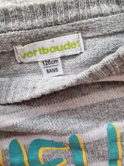 Vorschaubild 4 von Pullover Mädchen 128 Grau Gestreift Tiermotiv Langarm Baumwolle