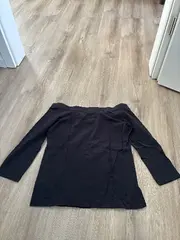 Vorschaubild 2 von Damen Langarmshirt Off-Shoulder Schwarz Gr. S Basic Baumwolle