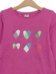 Vorschaubild 2 von Mädchen Langarmshirt Gr. 116 Pink mit Herz-Applikationen Casual