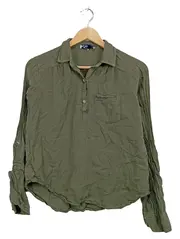 Vorschaubild 1 von Damen Hemdbluse Langarm Oliv Khaki Gr. XS Casual