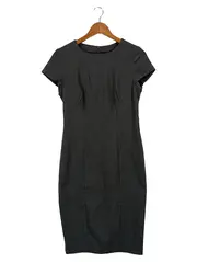 Vorschaubild 1 von Damen Etuikleid Business Kleid Gr. 38/M Grau Kurzarm Elegant