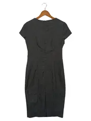Vorschaubild 2 von Damen Etuikleid Business Kleid Gr. 38/M Grau Kurzarm Elegant