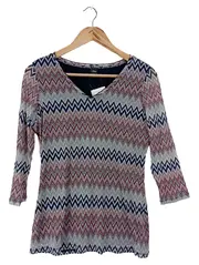 Vorschaubild 1 von Damen Langarmshirt Gr. 42/L Mehrfarbig Geometrisch Casual