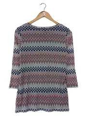 Vorschaubild 2 von Damen Langarmshirt Gr. 42/L Mehrfarbig Geometrisch Casual