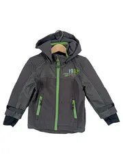 Vorschaubild 2 von Kinder Outdoorjacke Softshell Gr. 92/98 Grau Grün Kapuze