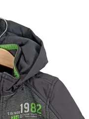 Vorschaubild 4 von Kinder Outdoorjacke Softshell Gr. 92/98 Grau Grün Kapuze